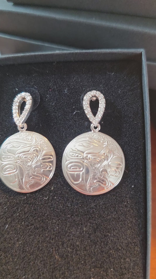 Eagle Spirit Silver  Earrings  Tear Drop Faceted