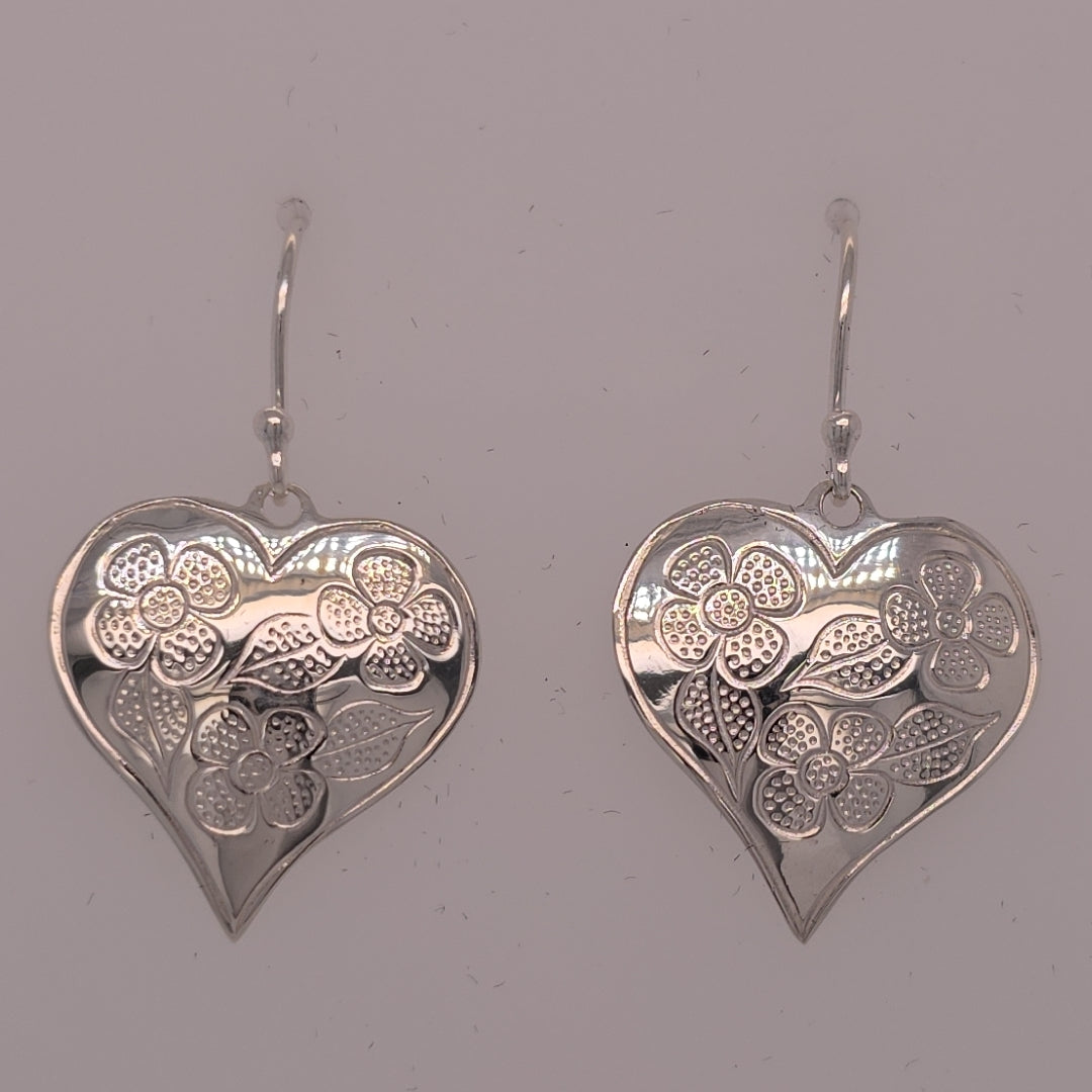 Beading Hearts Silver Earrings