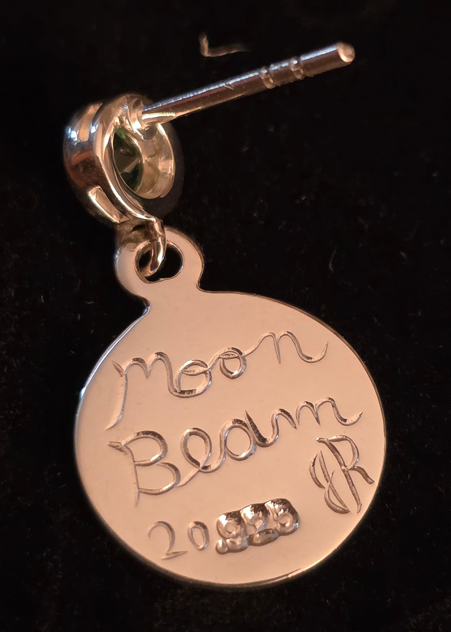 Moon Beam Earrings With Gem Post