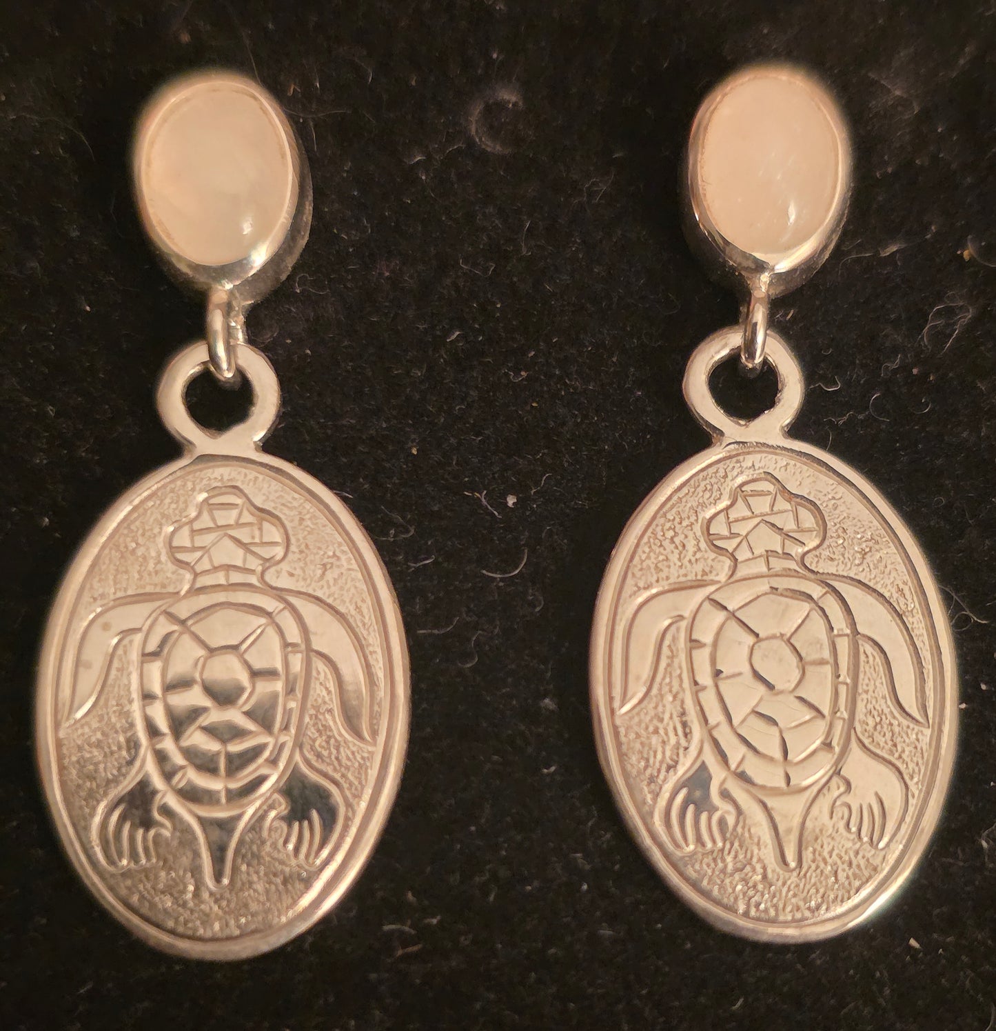 Turtle Guide Silver Earrings Inlay