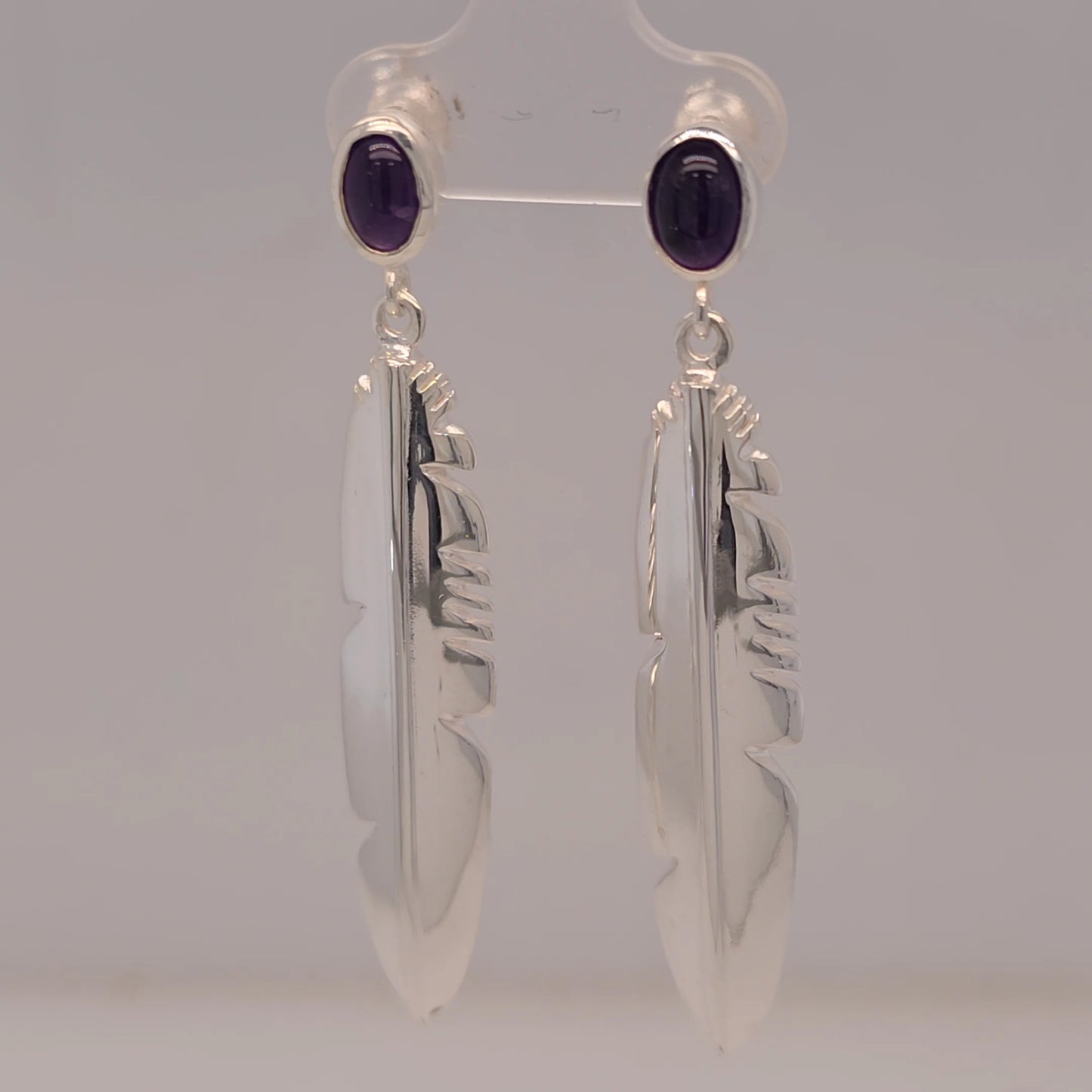 Large eagle feather earrings inlay