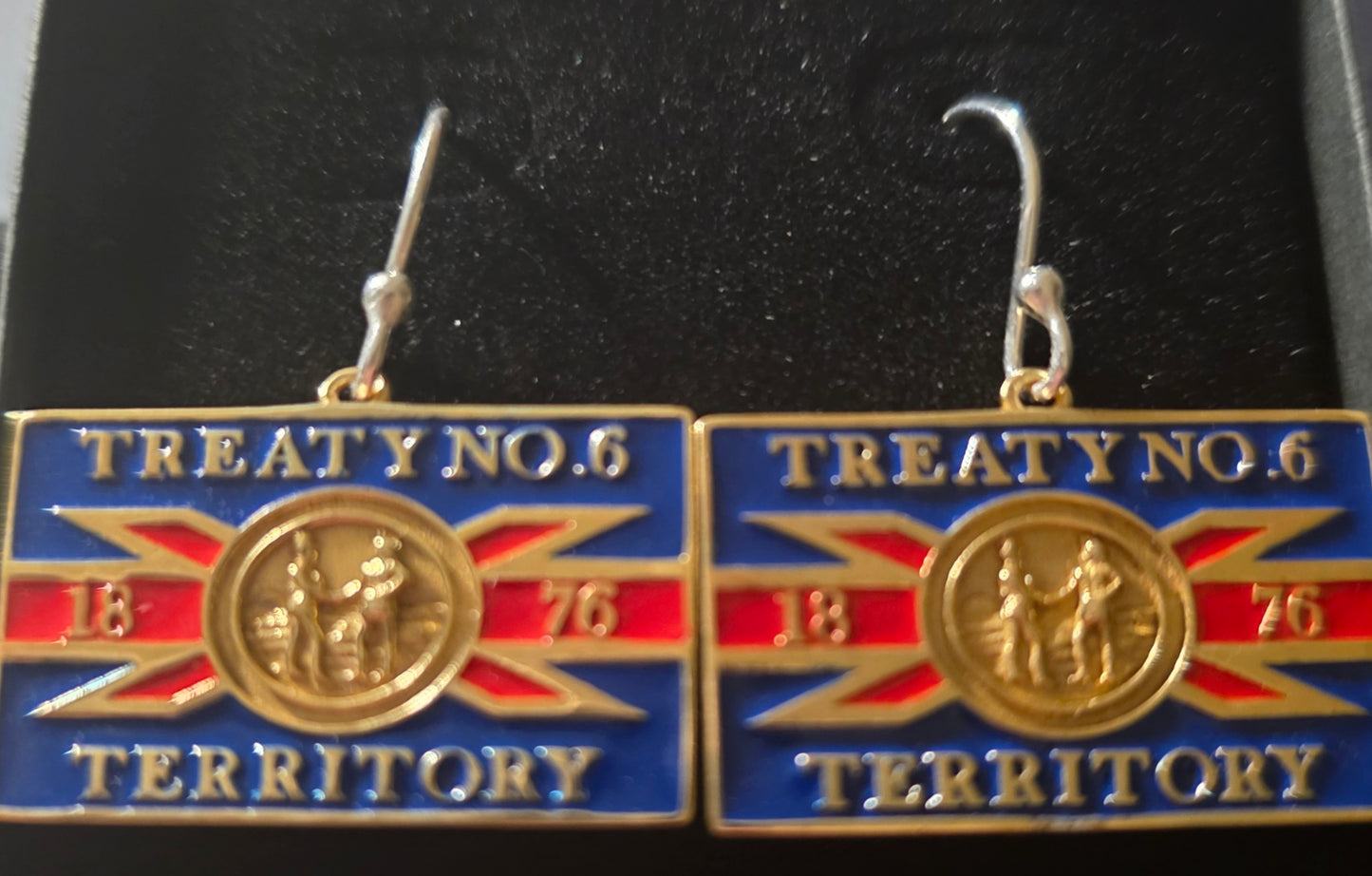 Treaty 6 Flag Brass Earrings