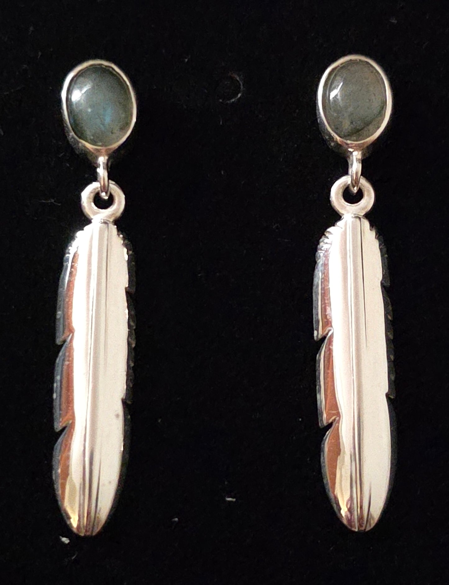 Small Eagle Feather Earrings Inlay Stud