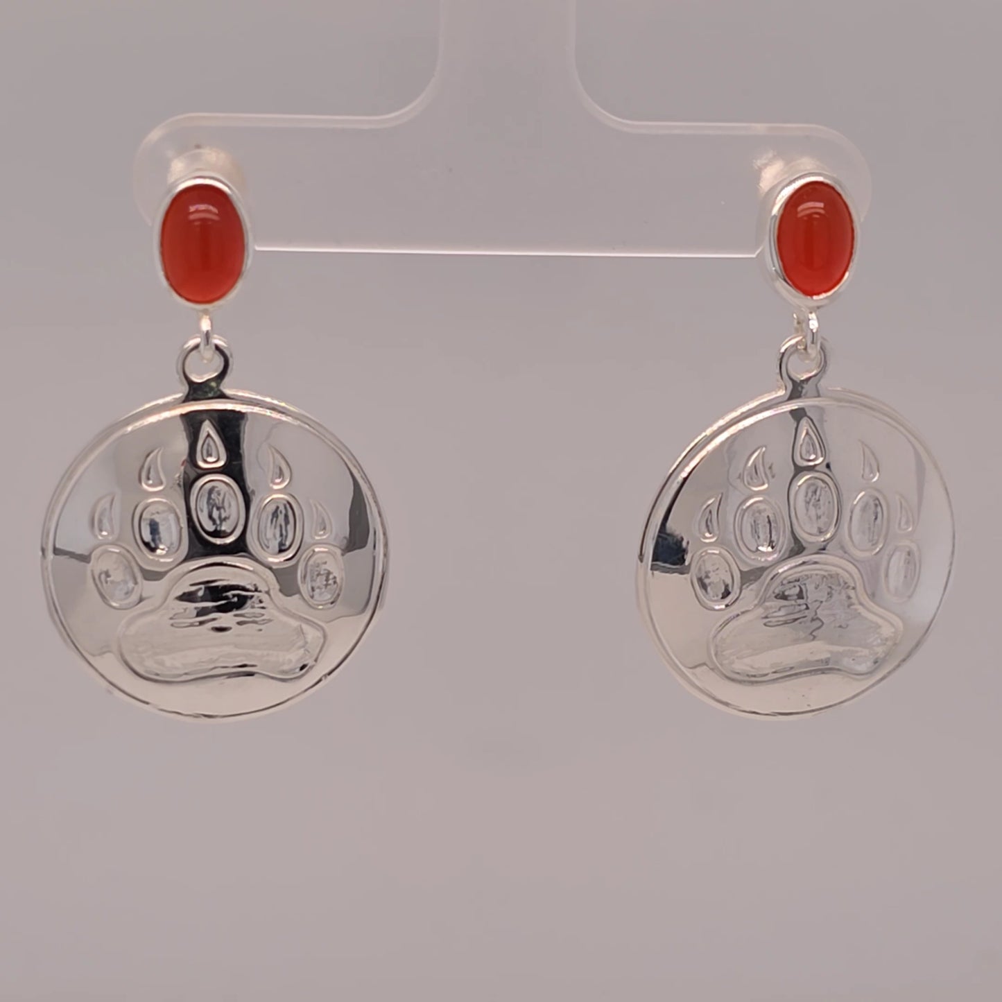 Bear Print Earrings With Inlay