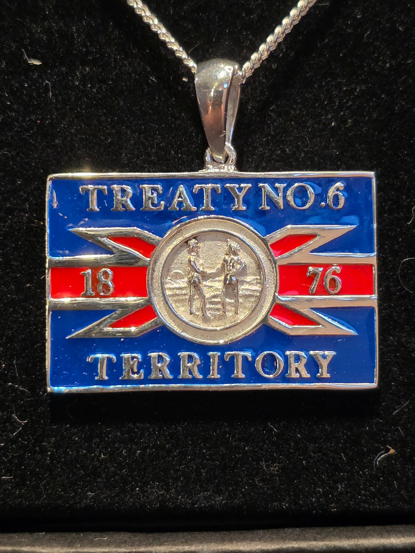Treaty 6 Flag Large Silver Pendant