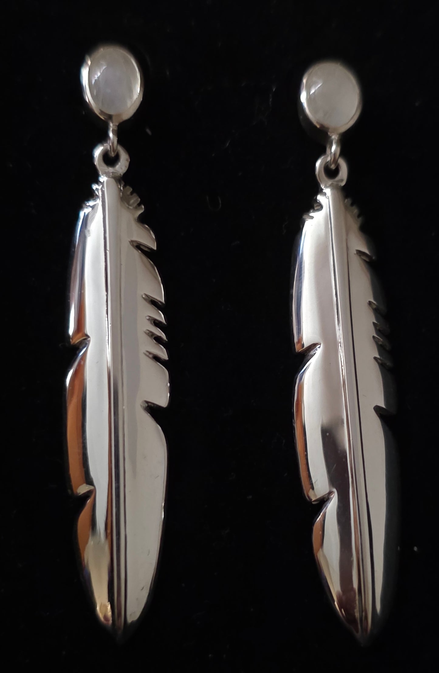 Large eagle feather earrings inlay