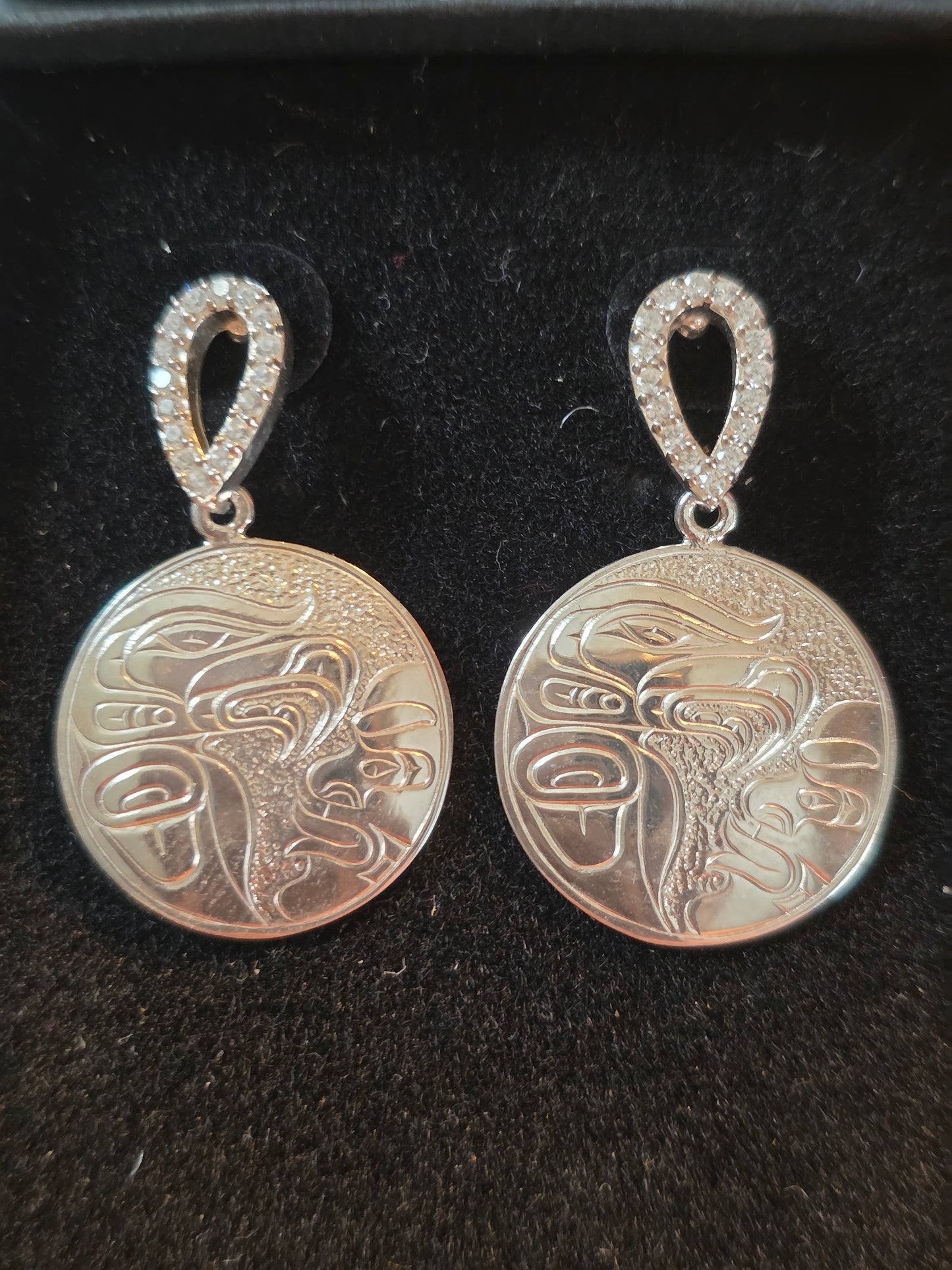 Eagle Spirit Silver  Earrings  Tear Drop Faceted
