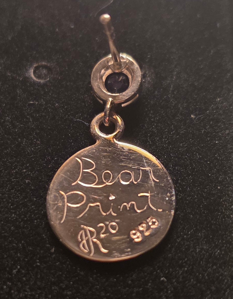 Bear Print Earrings With Gem Post
