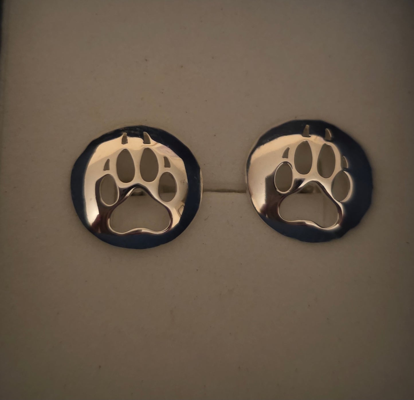 Wolf Paw Cut Out Silver Stud