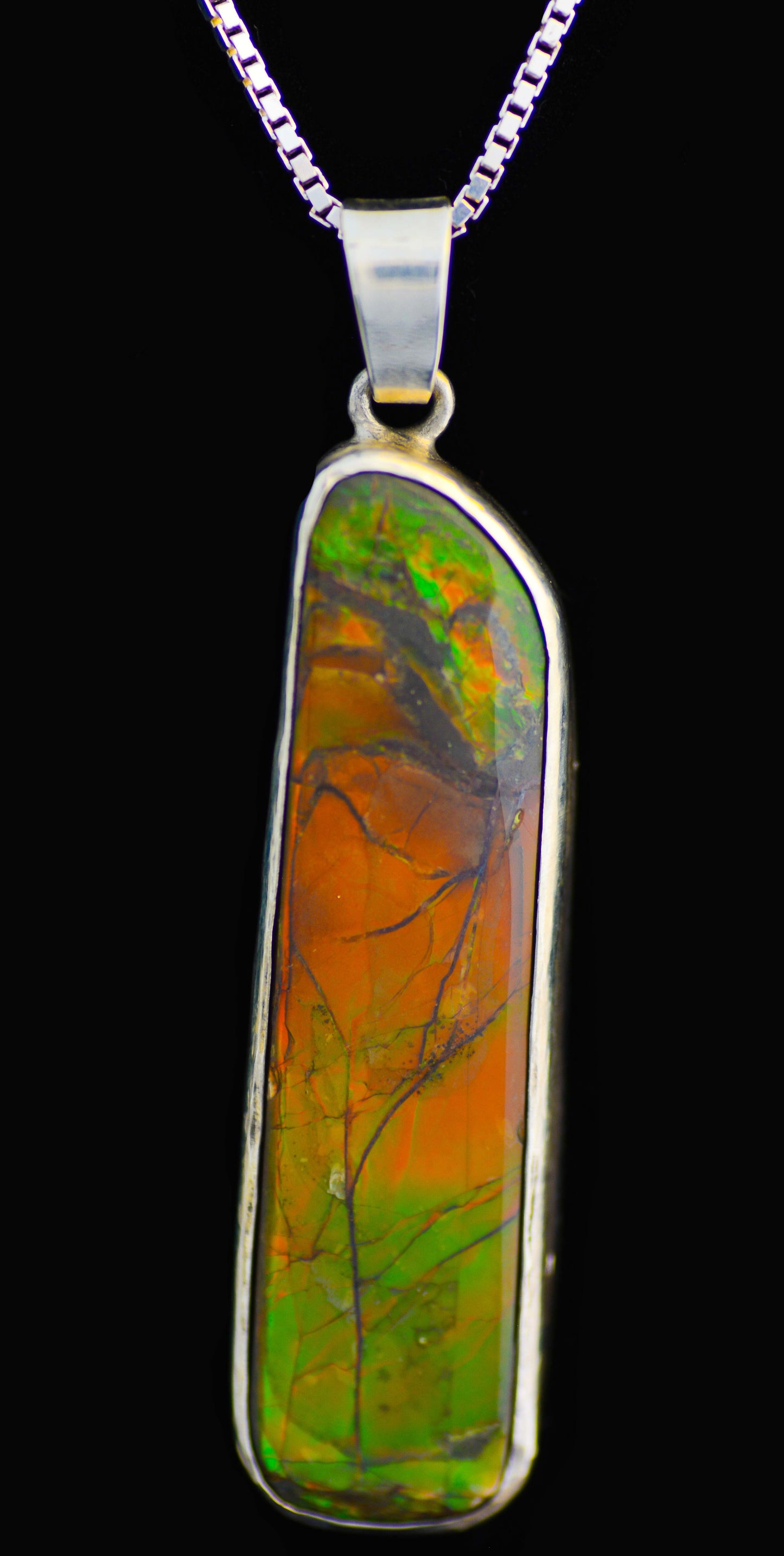 Ammolite Silver Pendant With Chain