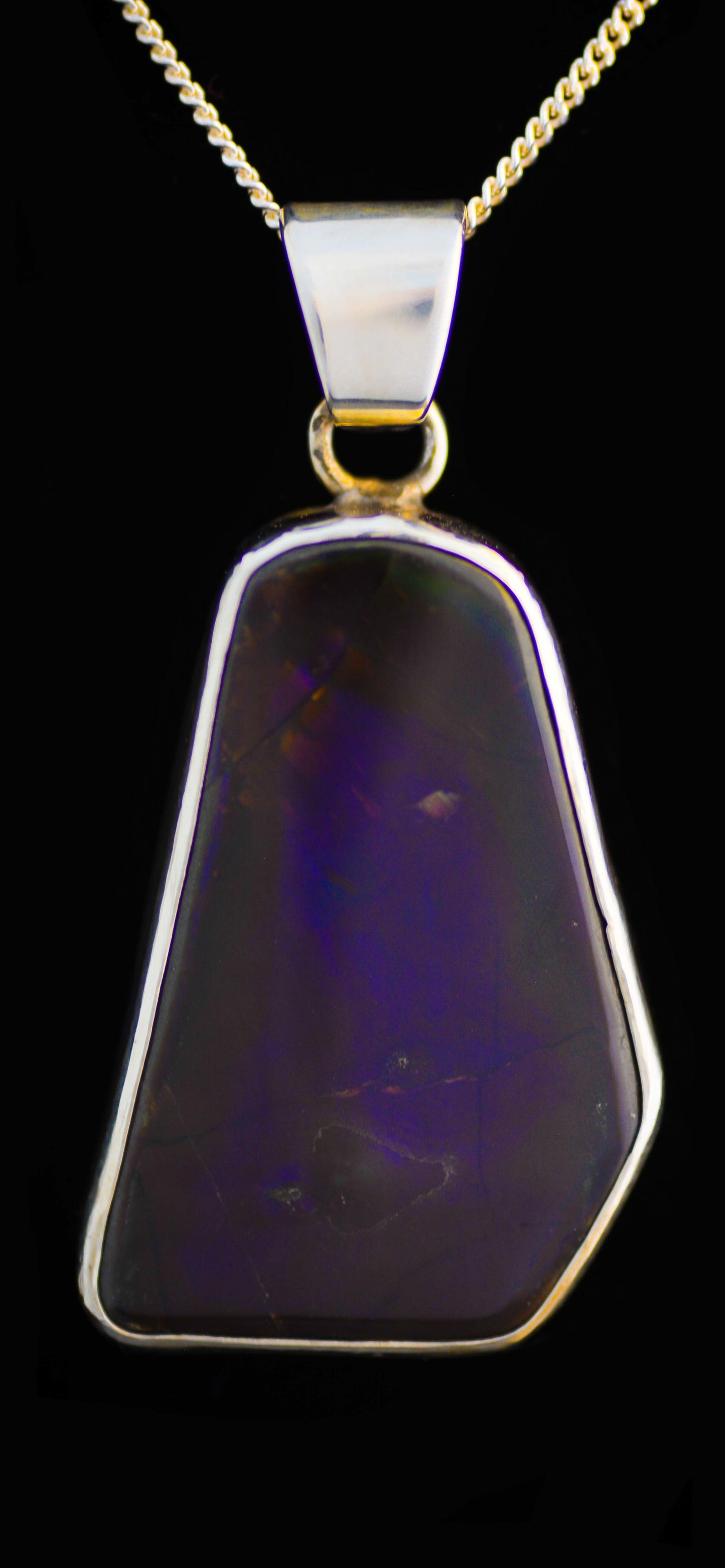 Ammolite Silver Pendant With Chain