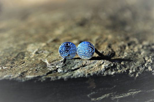 Bear Design Silver Stud Earrings