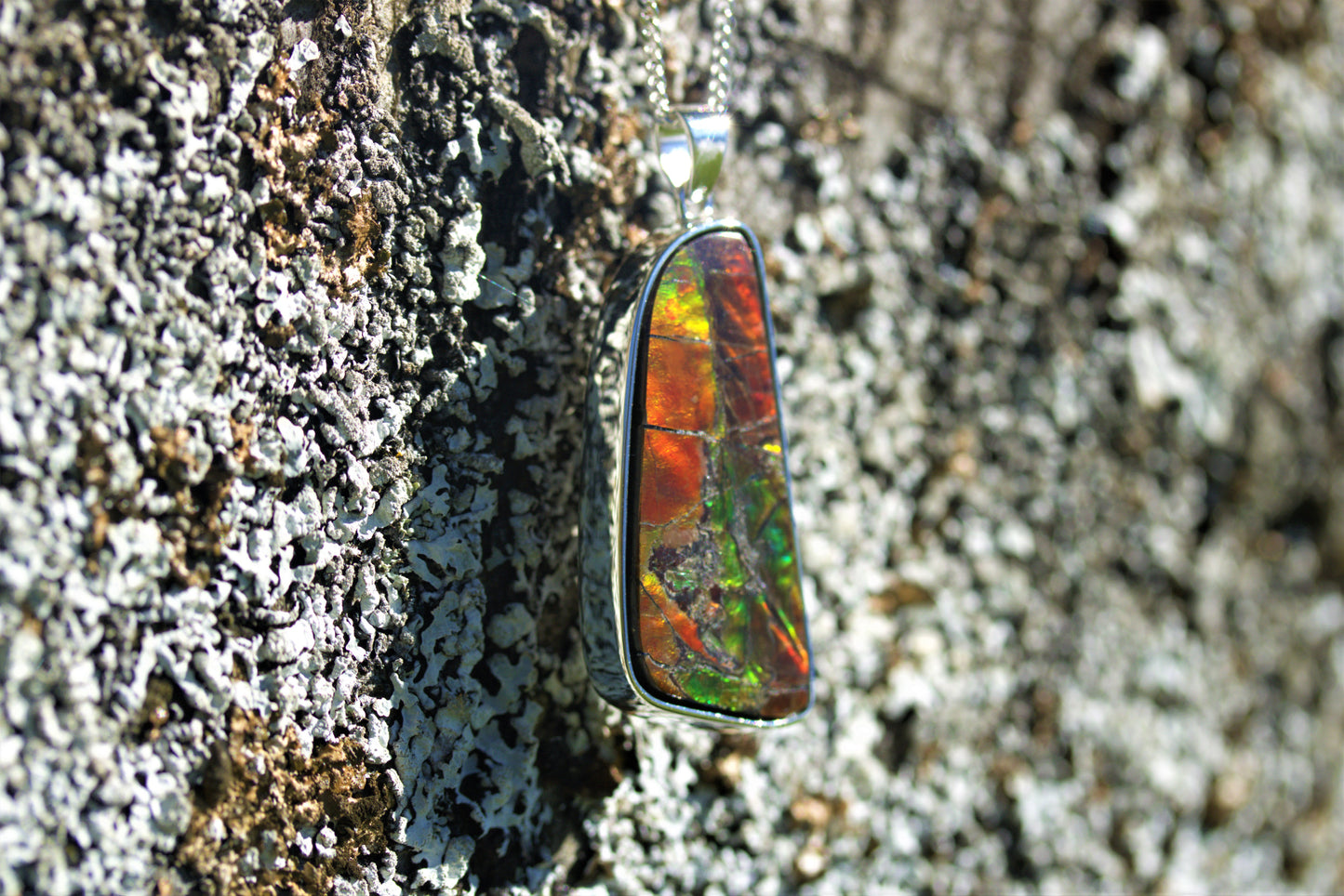 Ammolite Silver Pendant With Silver Chain
