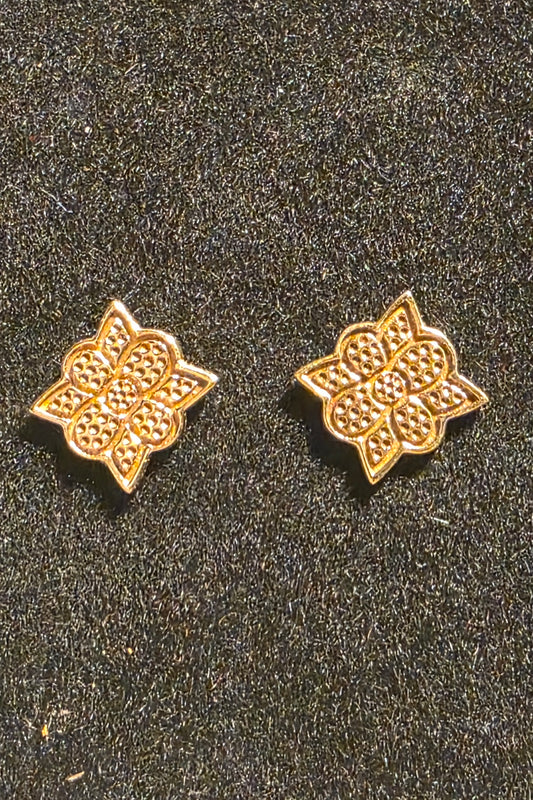 Golden Seeds – Floral Beadwork Brass Studs (Mini)