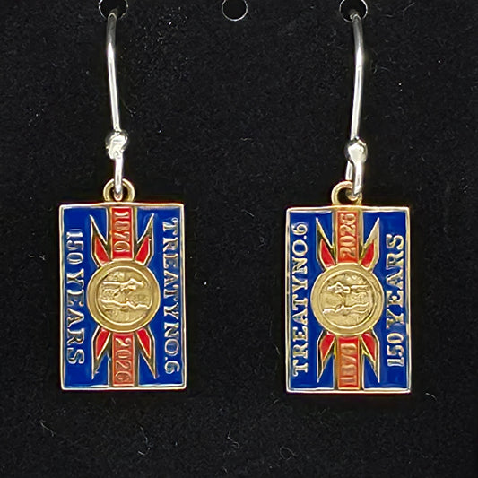 Treaty No. 6 – 150th Anniversary Commemorative Flag Shepherd Hook Earrings