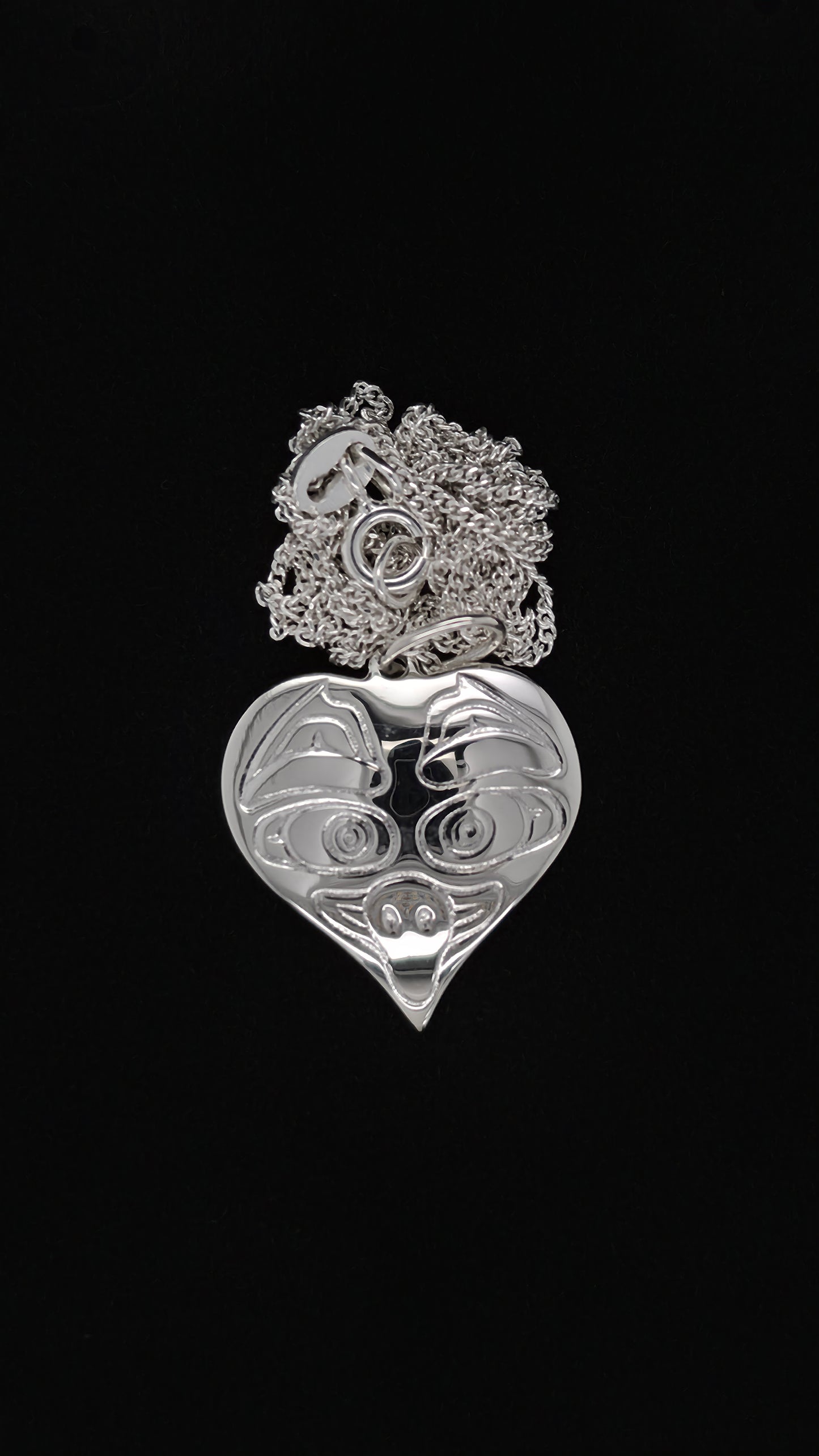 Owl Heart Sterling Silver Pendant