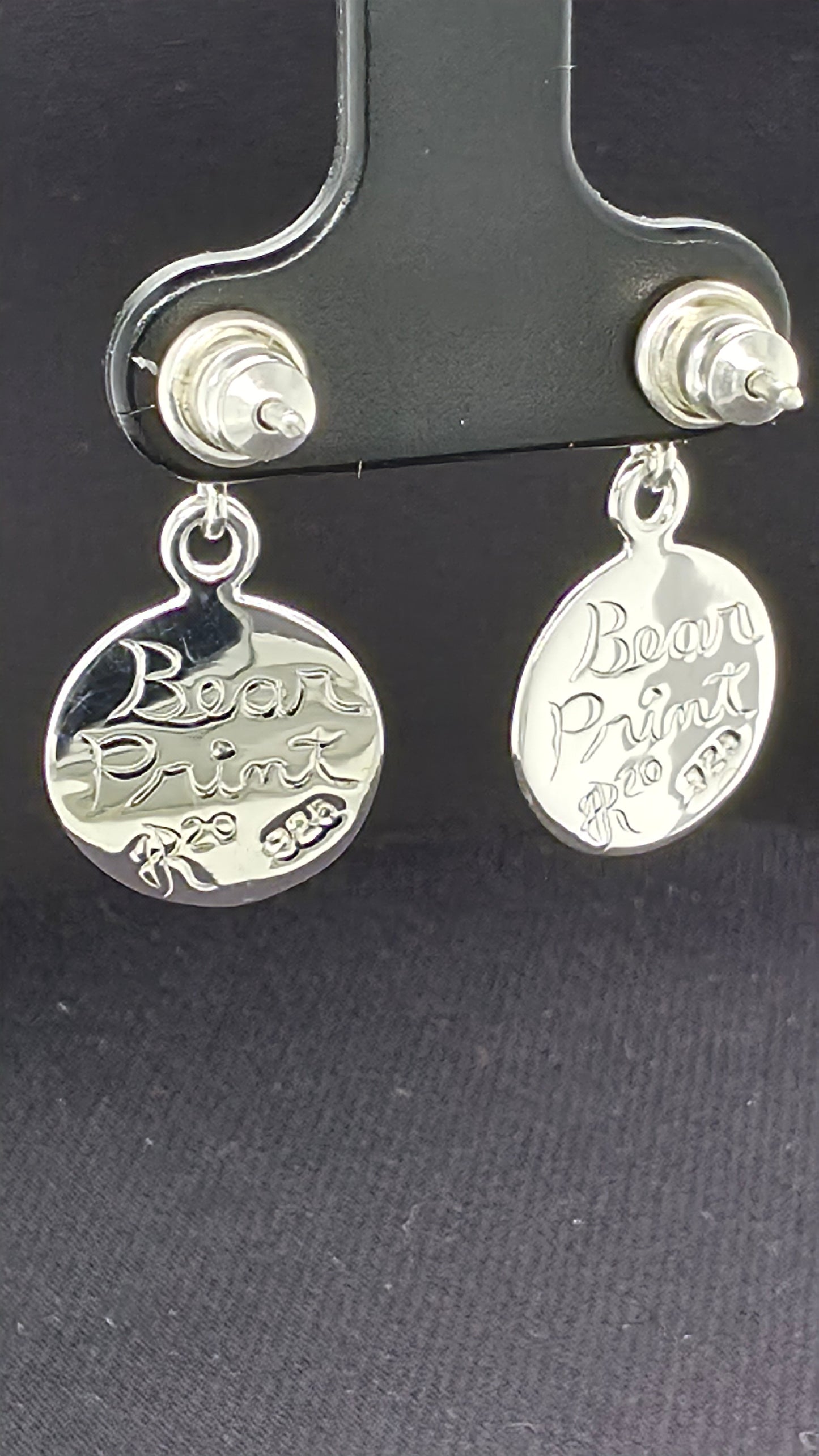 Bear Print Earrings With Gem Post
