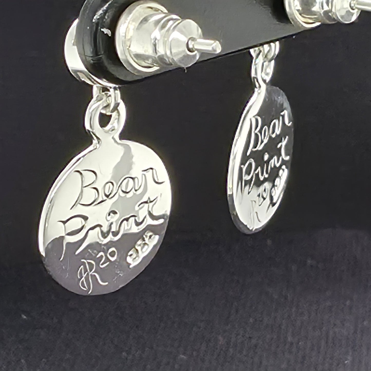 Bear Print Earrings With Gem Post