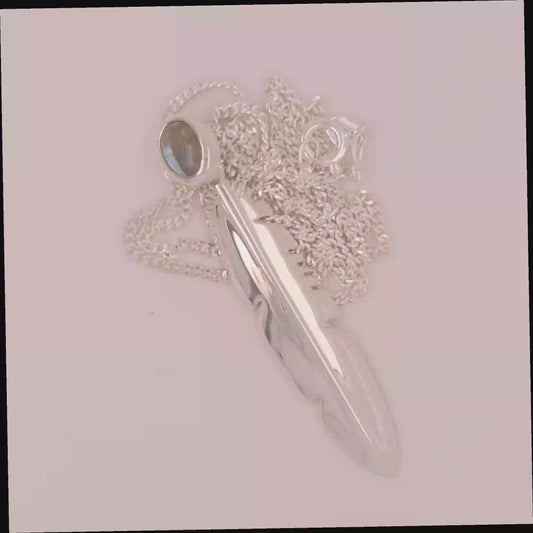 Large Eagle Feather Silver  Pendant Inlay