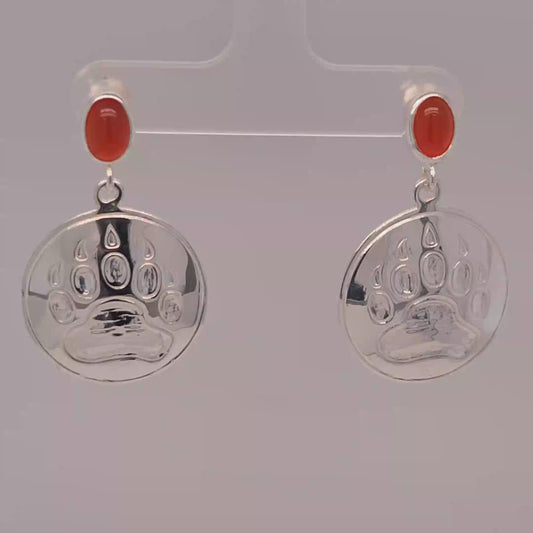 Bear Print Earrings With Inlay