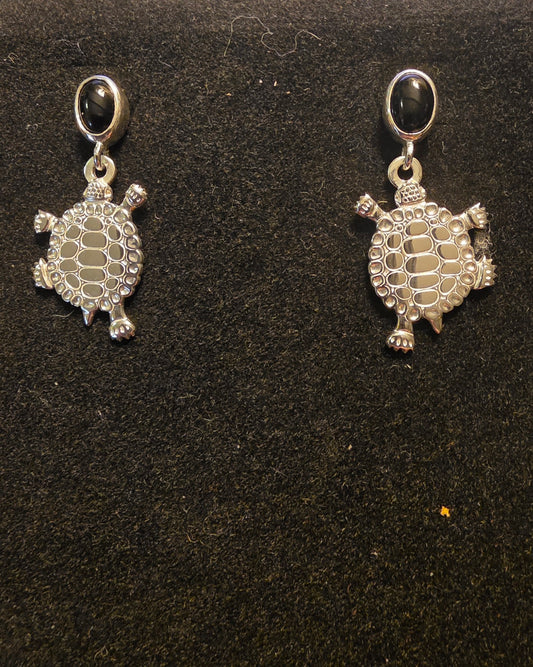 Small Turtle Teachings Earrings WIth Inlay