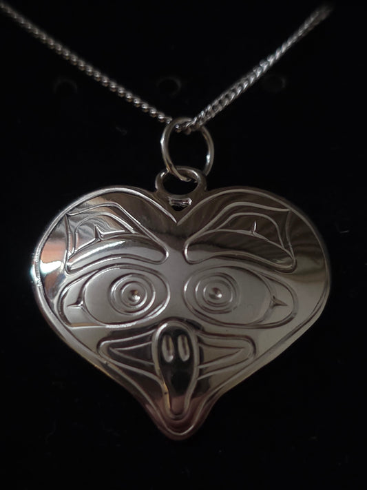 Large Owl Heart Pendant