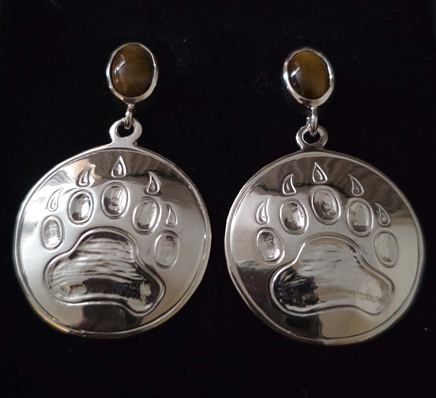 Bear Print Earrings With Inlay