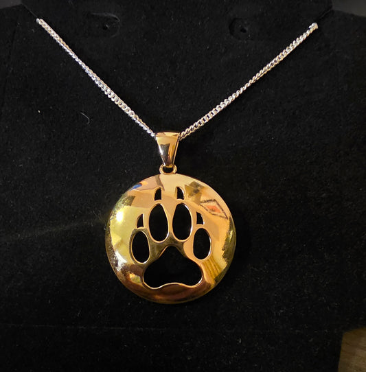 Wolf Paw Brass/Gold Plated Large Pendant