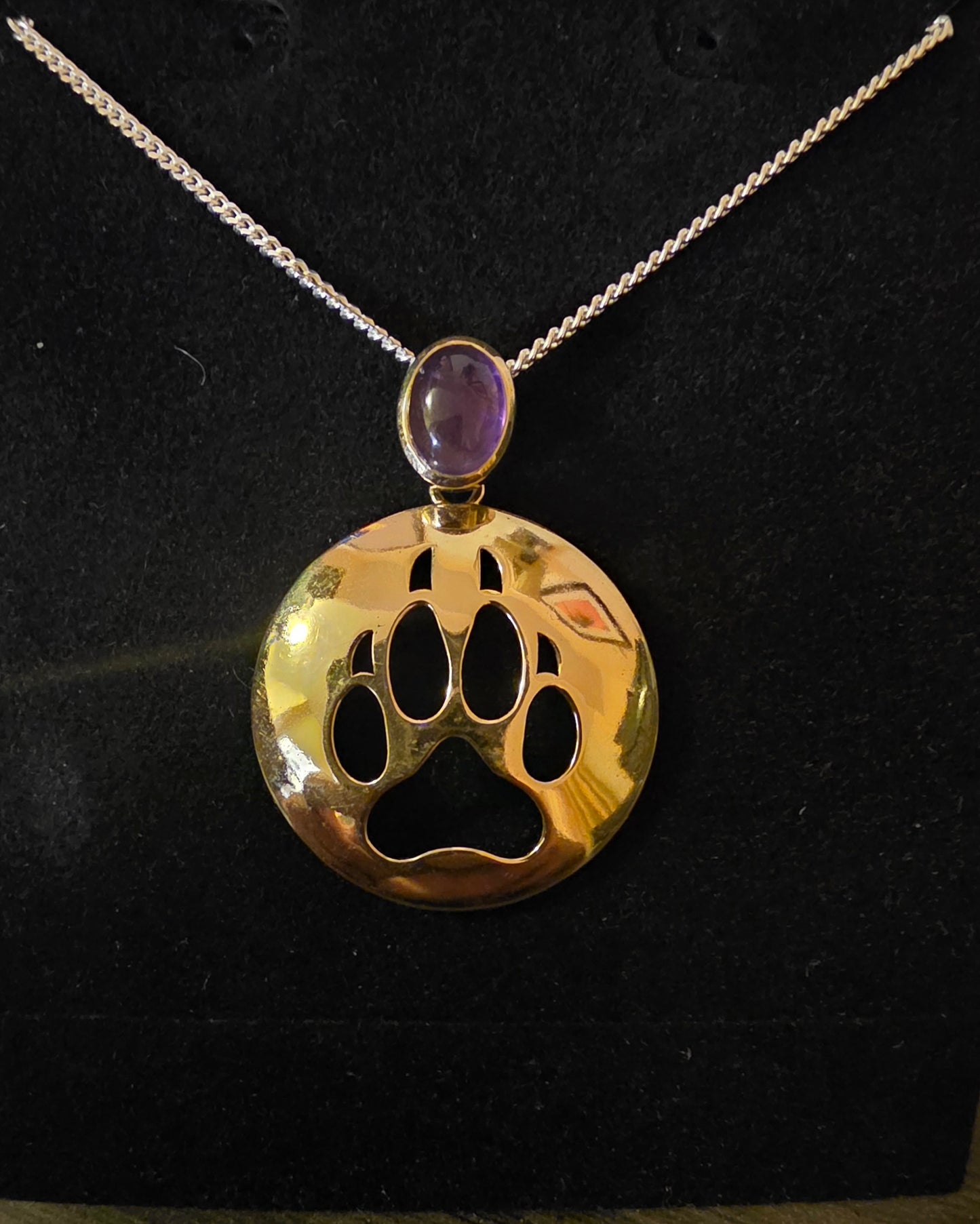 Brass/Gold plated Pendant inlay Bear/Wolf