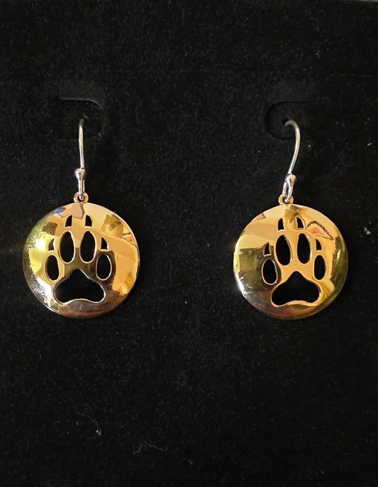 Wolf Paw Brass/ Gold Plate Earrings