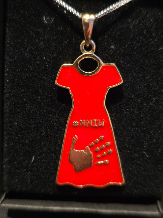 Small MMIW Dress Pendant Enameled