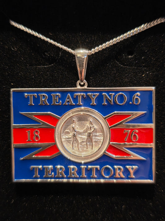 Treaty 6 Flag Small Silver Pendant