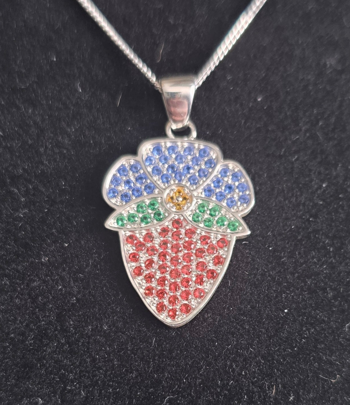 Strawberry Facet Silver Pendant