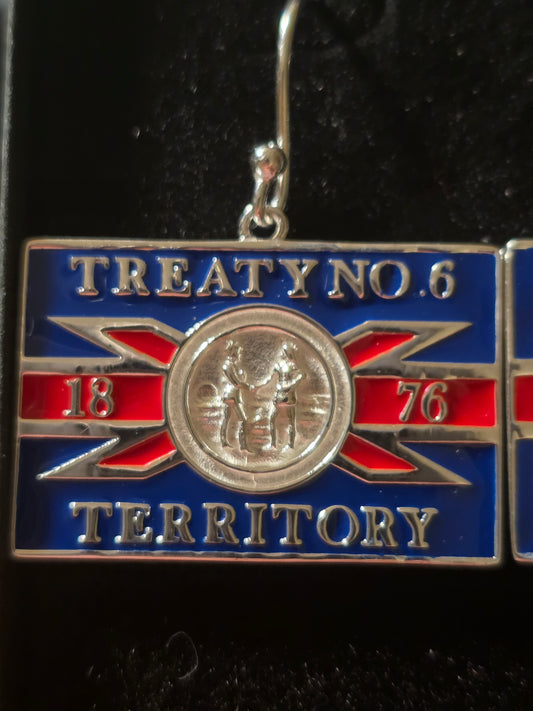 Treaty  6 Flag Silver Earrings