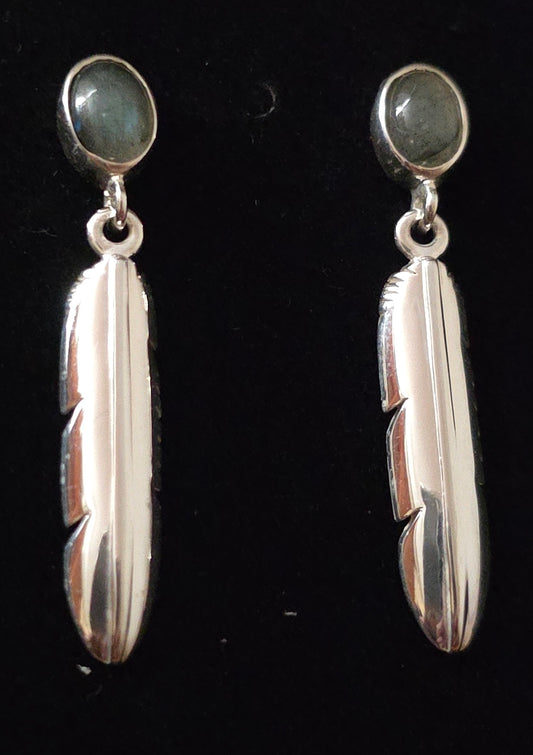 Small Eagle Feather Earrings Inlay Stud