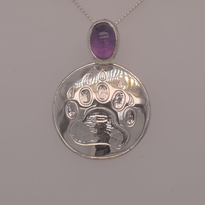 Bear Print Pendant With Inlay