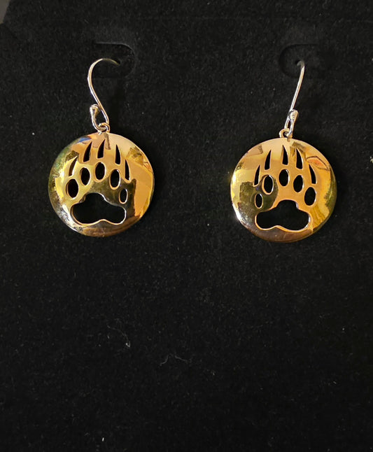 Bear Paw Brass/Gold Plated Earrings