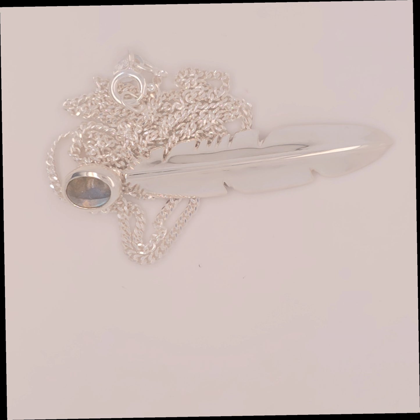 Large Eagle Feather Silver  Pendant Inlay