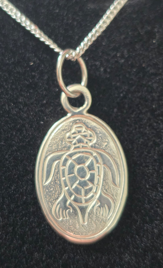 Turtle  Guide Silver Pendant