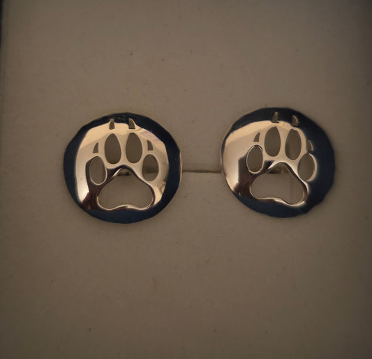 Wolf Paw Cut  Out Silver Stud