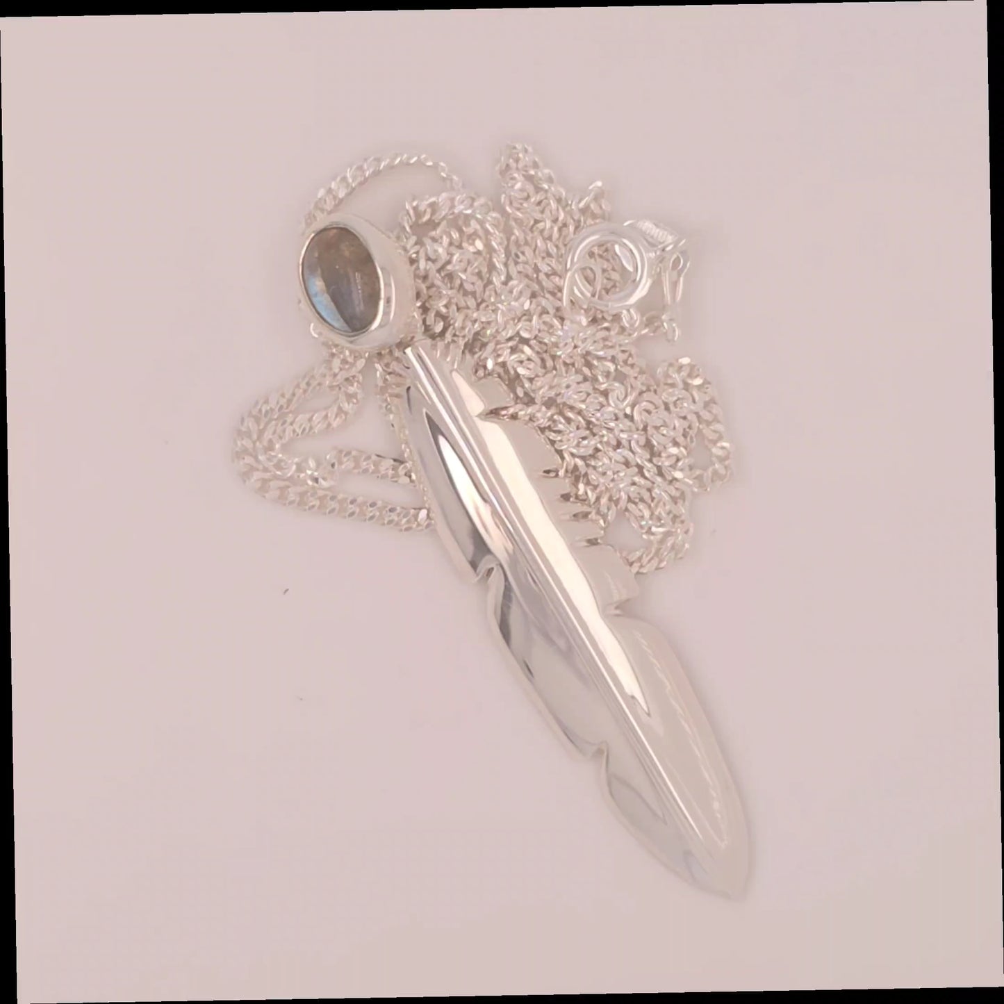Large Eagle Feather Silver  Pendant Inlay
