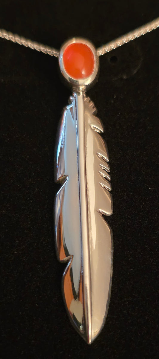 Eagle Feather Pendant With Inlay