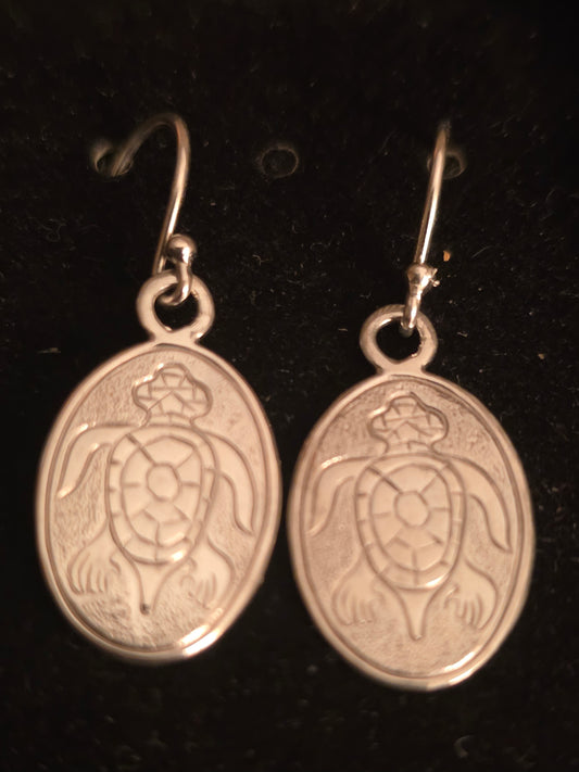 Turtle Guide Silver Earrings