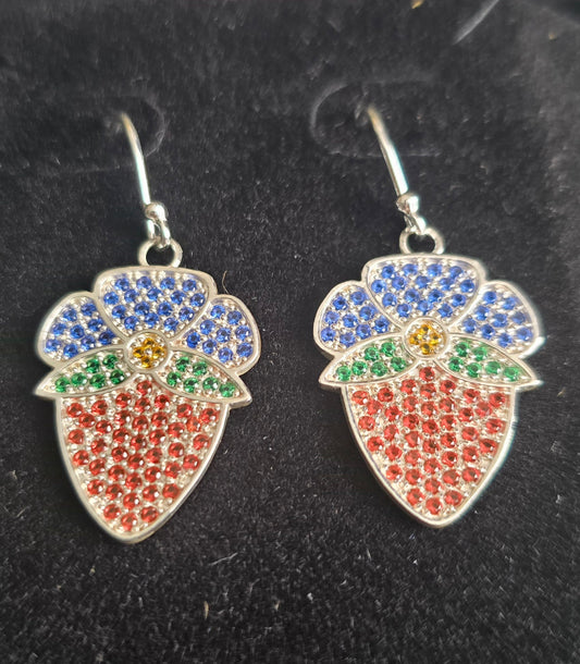 Strawberry Faceted Silver Earrings