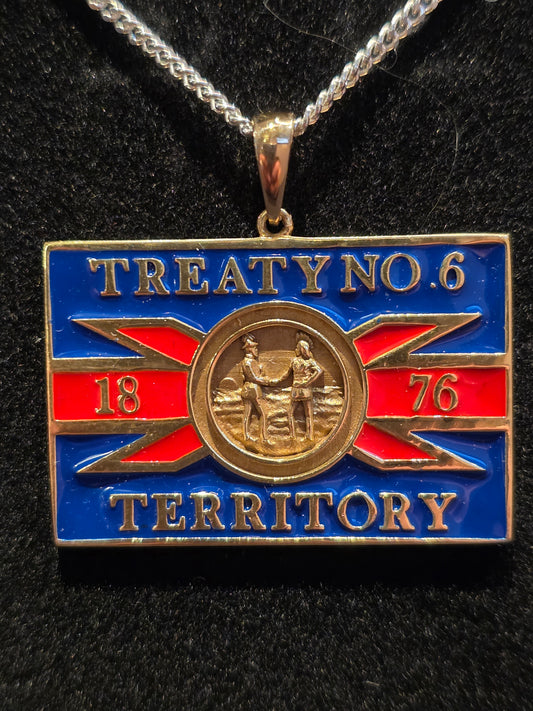 Treaty  6 Flag Brass Pendant Large