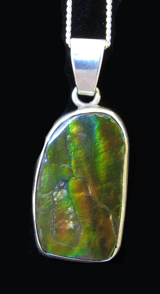 Ammolite Silver Pendant With Chain