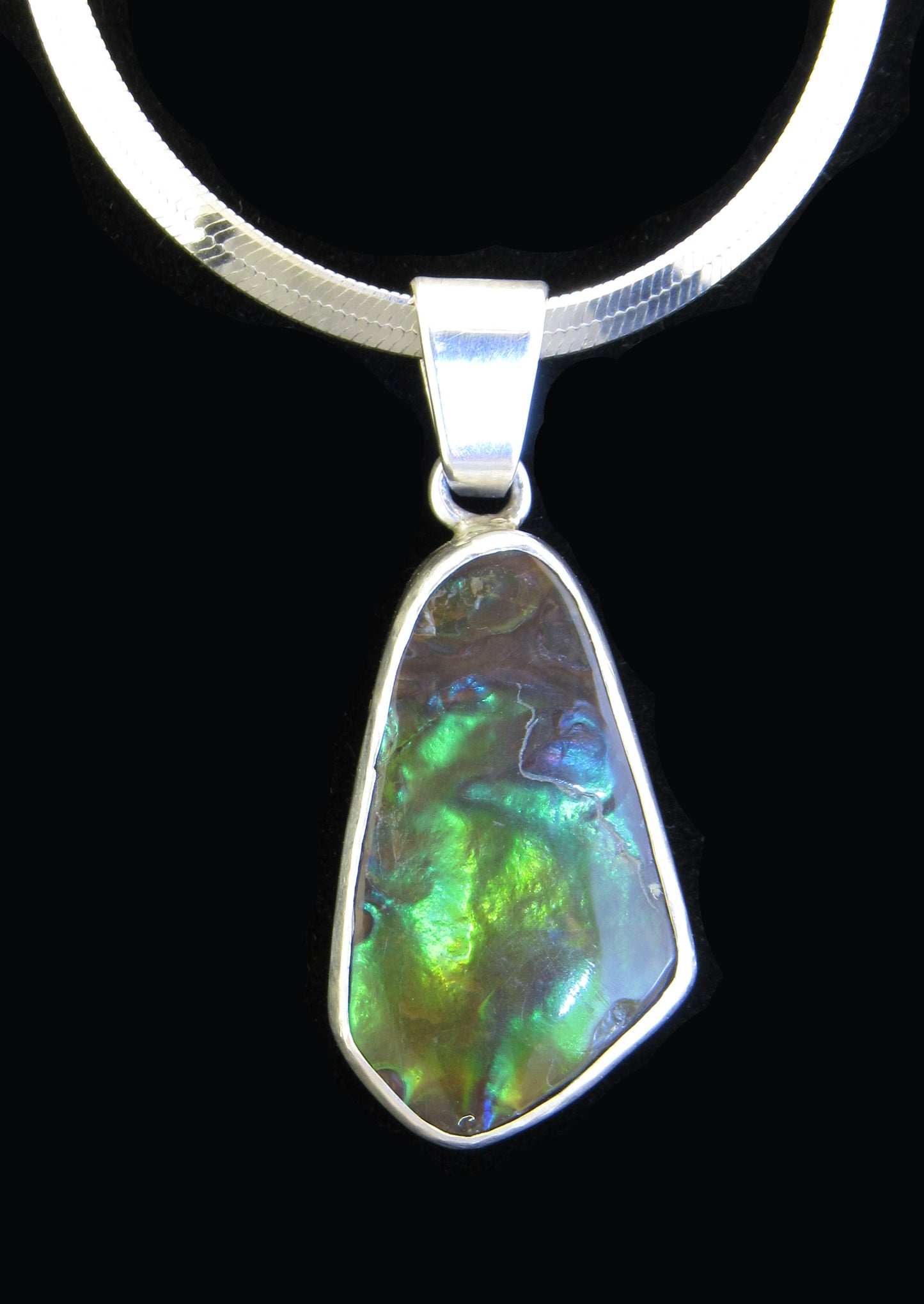 Ammolite Silver Pendant With Chain