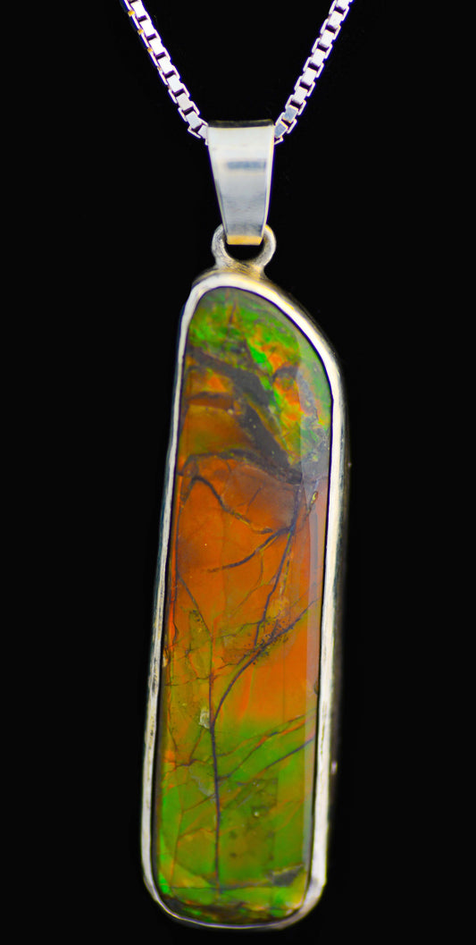 Ammolite Silver Pendant With Chain