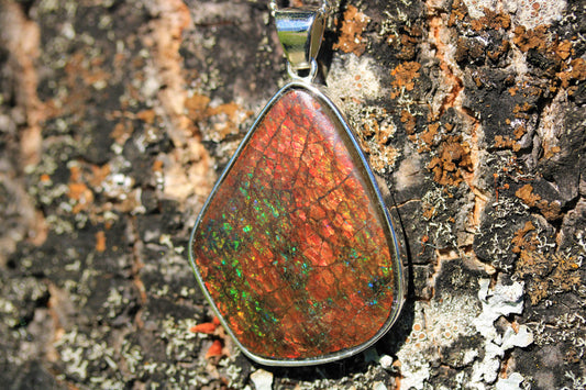 Ammolite Silver Pendant With Chain